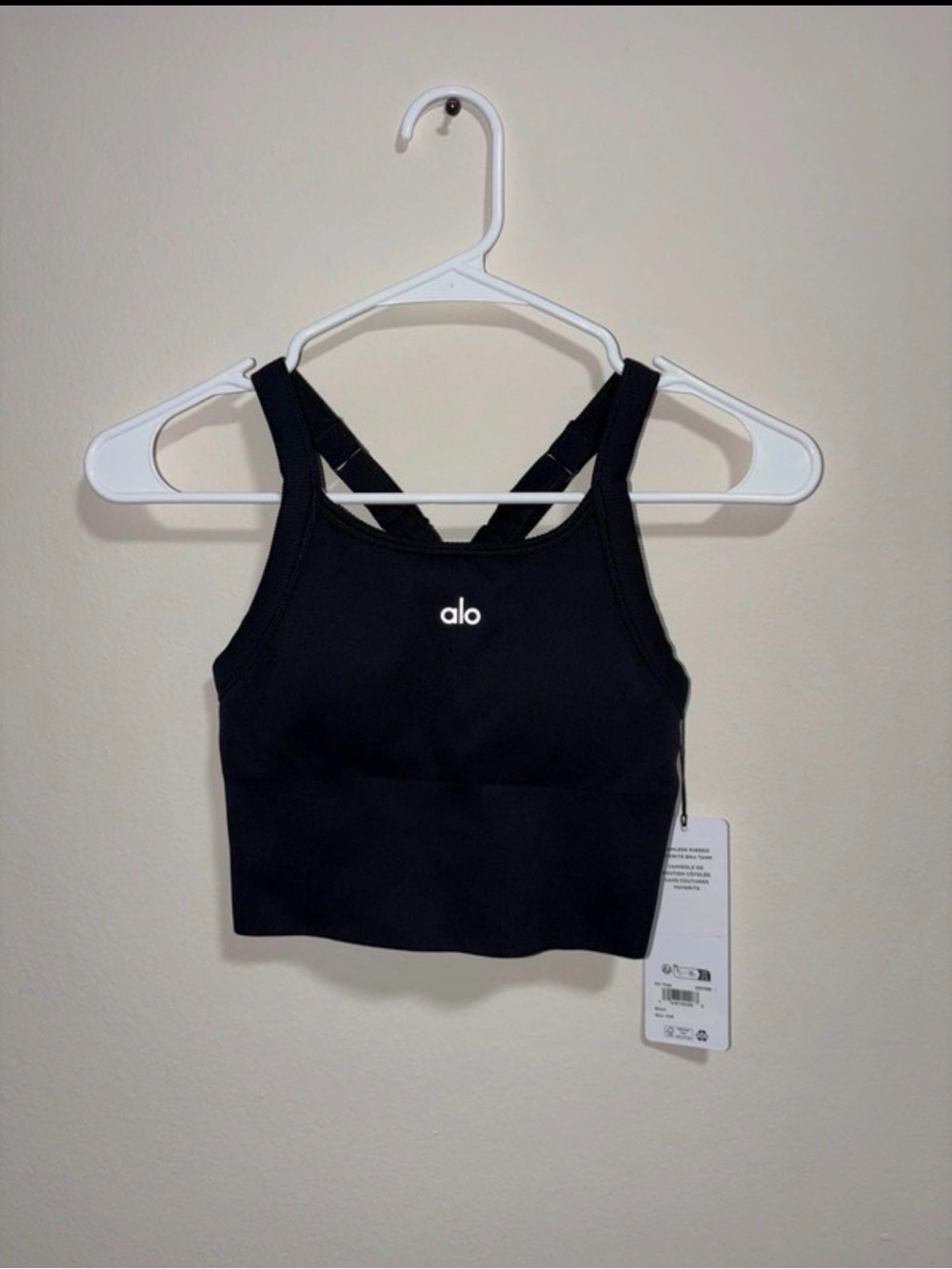 Alo High-Neck Black Sports Bra Crop Top